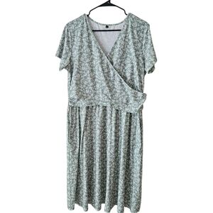 Green Floral Midi Maternity Nursing Dress With Pockets XL